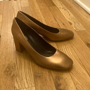 Charlotte Stone Bronze Square Toe Pumps